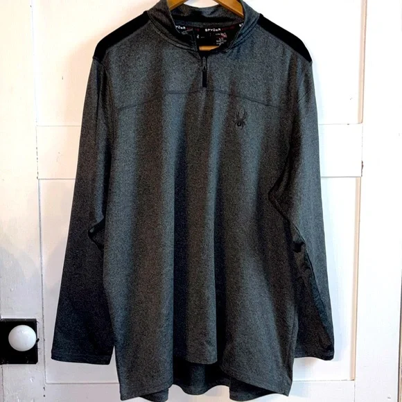 Spyder Quarter Zip Pullover Athletic Shirt Gray Black Detail